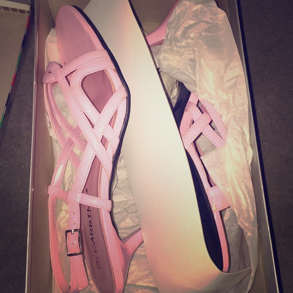 Pink skinny wedge heels
